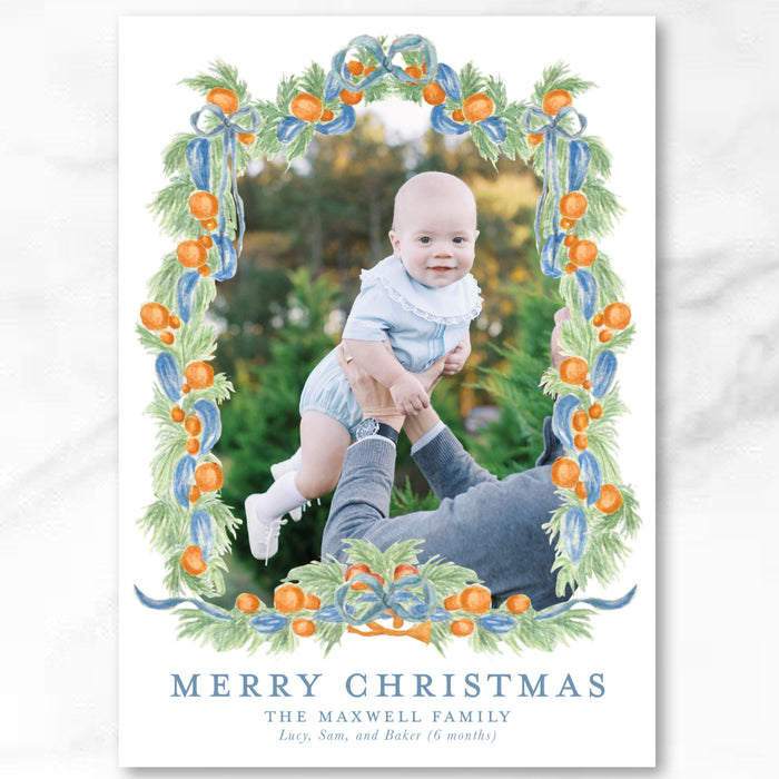 Grand Orange Garland Holiday Card