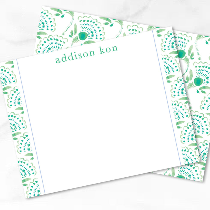 Emerald Watercolor Floral Stationery