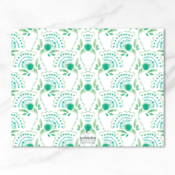 Emerald Watercolor Floral Stationery