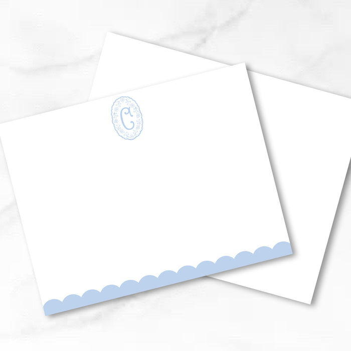 Blue Floral Initial Stationery