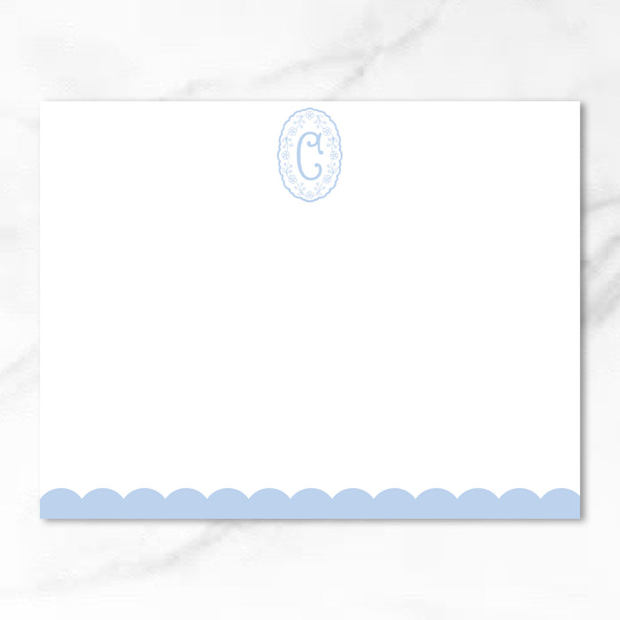 Blue Floral Initial Stationery