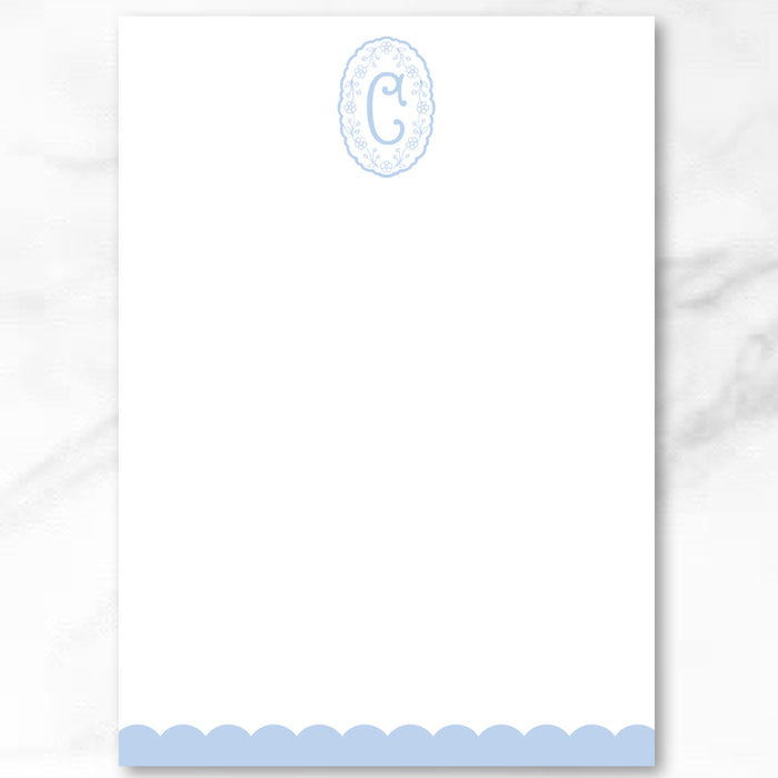 Blue Floral Initial Notepad