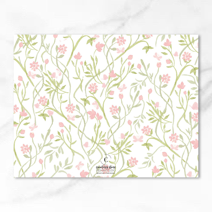 Pink Garden Vine Stationery