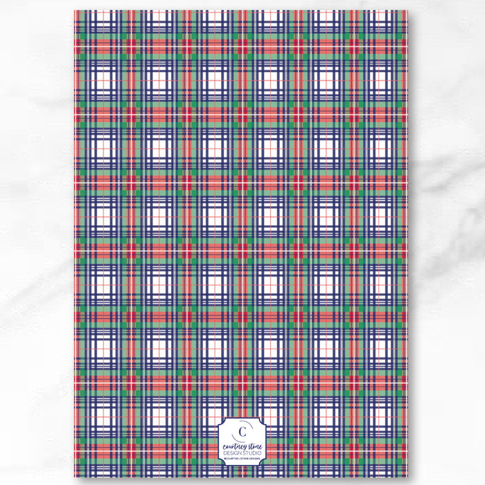 Tartan Scallop Holiday Card - Vertical