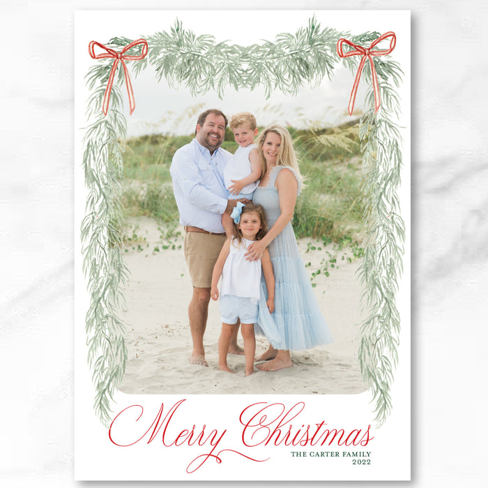 Dainty Bow Garland Holiday Card