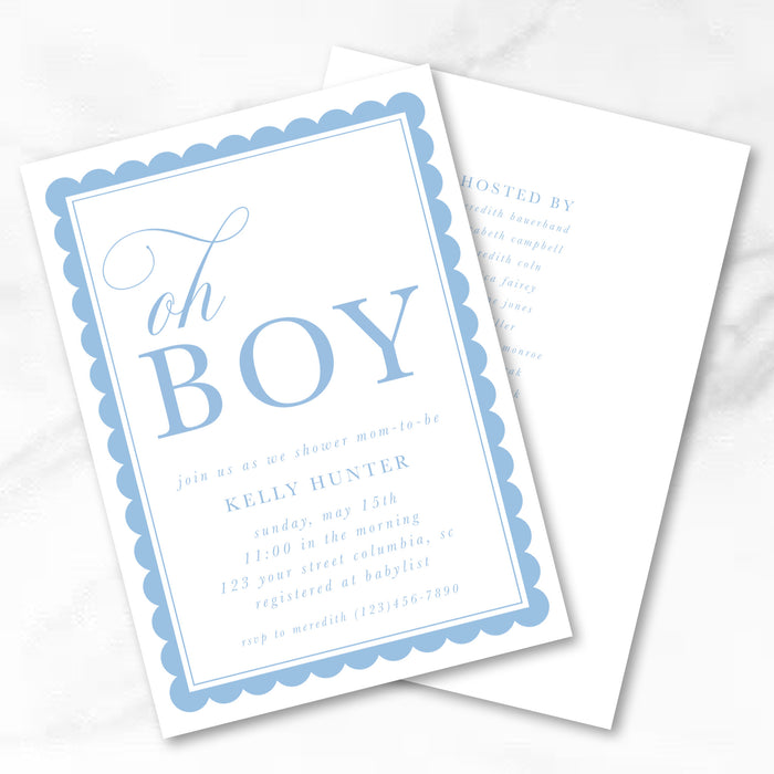 Oh Boy! Scallop Border Shower Invitations