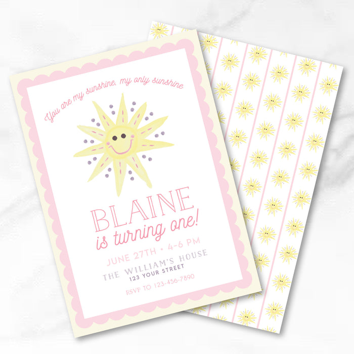 You Are My Sunshine Birthday Invitations