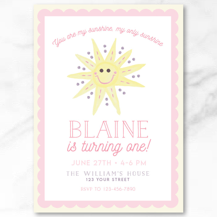 You Are My Sunshine Birthday Invitations