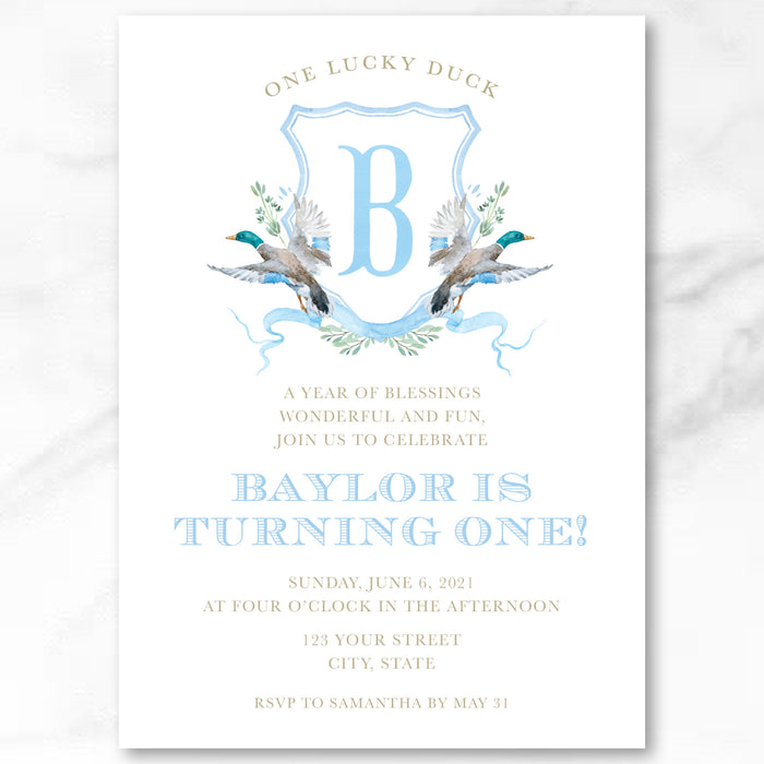 Duck Crest Birthday Invitations