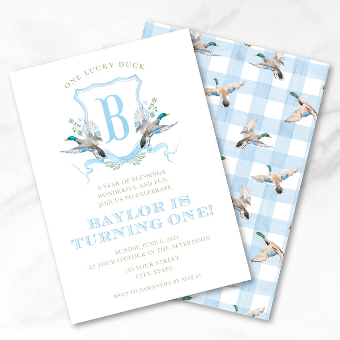 Duck Crest Birthday Invitations