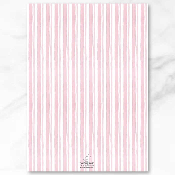 Pink Watercolor Stripe Birthday Invitations