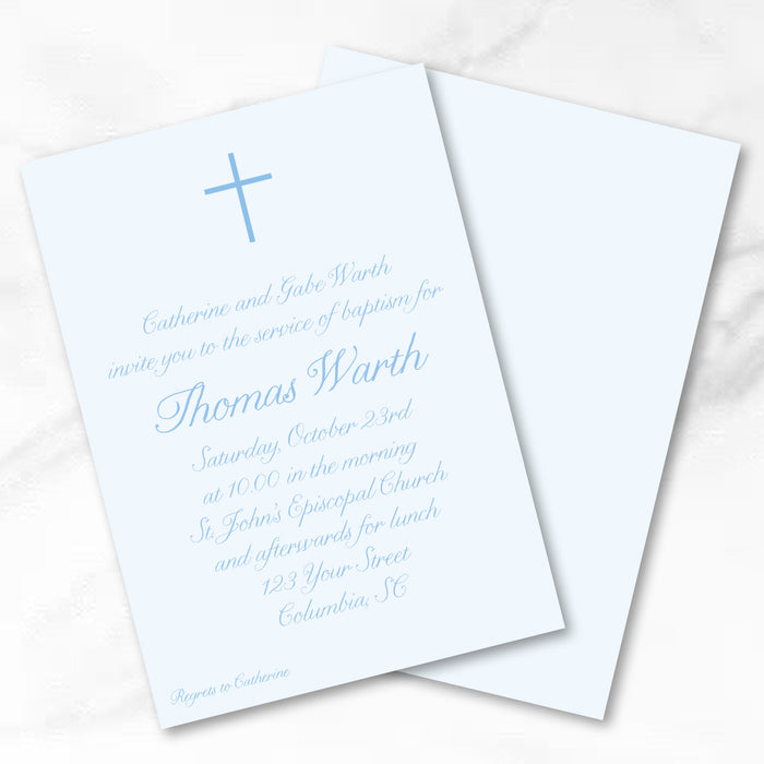 Classic Blue Baptism Invitations