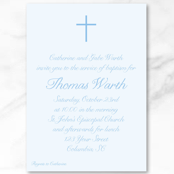 Classic Blue Baptism Invitations