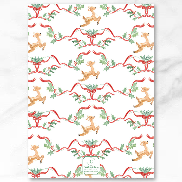 Reindeer Monogram Holiday Card - Vertical