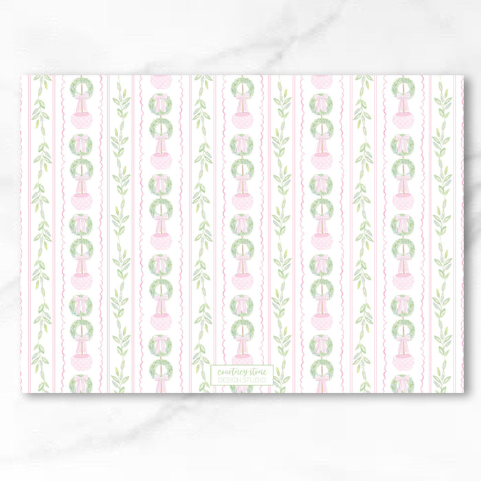 Double Wreath Topiary Holiday Card - Pink