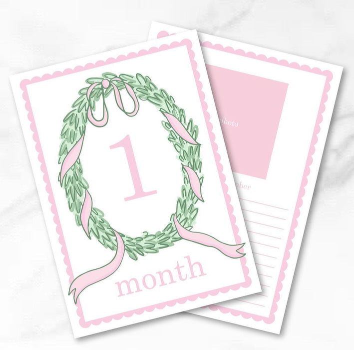 Pink Wreath Milestone Cards