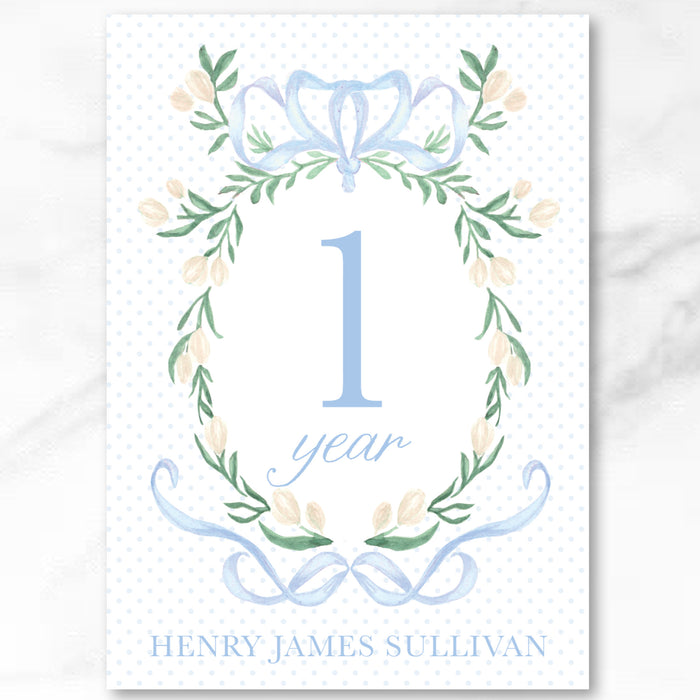 Floral Wreath Milestone Cards - Personalized