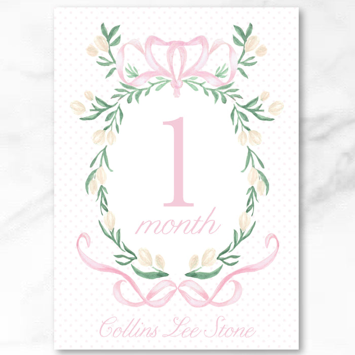 Floral Wreath Milestone Cards - Personalized