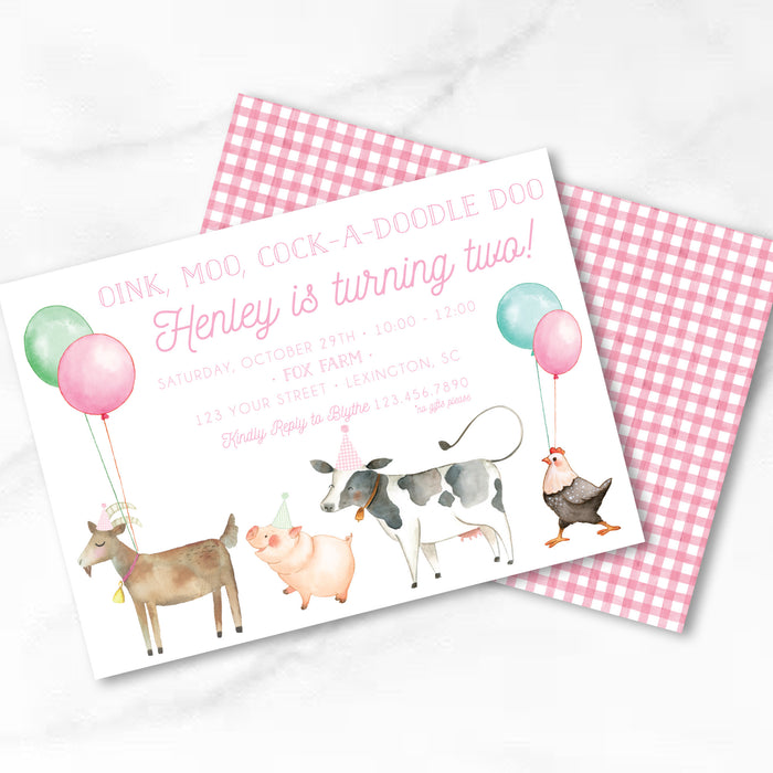 Oink, Baa, Moo Birthday Invitations