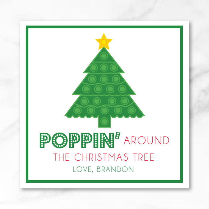 Christmas Tree Pop-It Holiday Tags