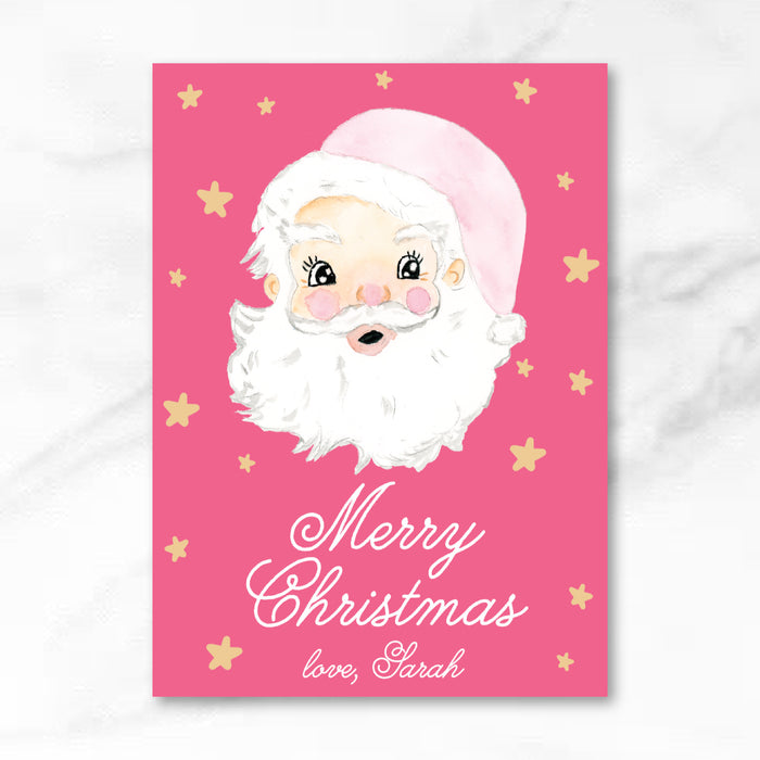 Pink Santa Holiday Tag