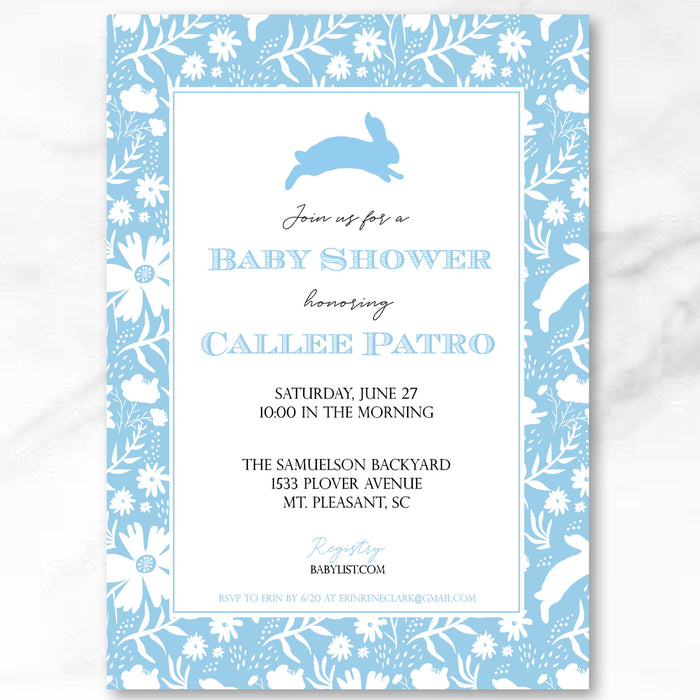 Bunny Toile Shower Invitations