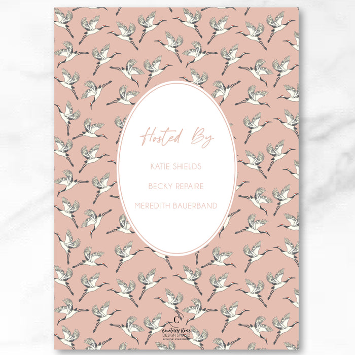 Pink Heron Shower Invitations