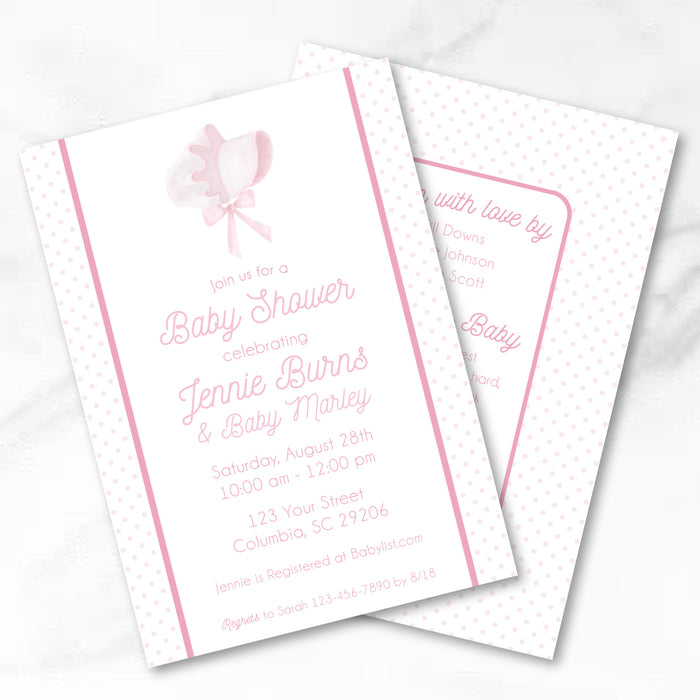 Pink Bonnet Shower Invitations