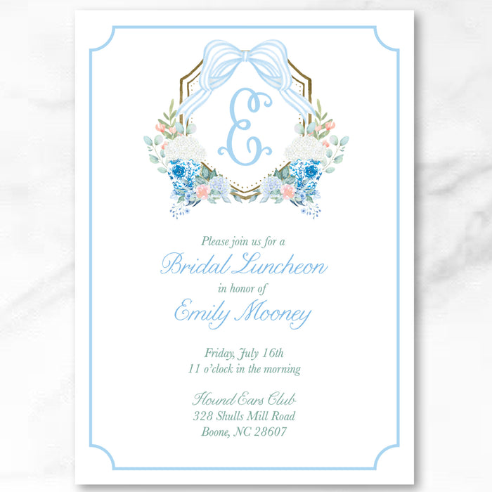 Hydrangea Ginger Jar Crest Shower Invitations