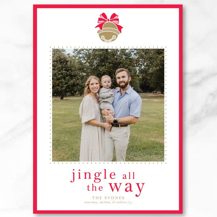 Jingle All The Way Bell Holiday Card - Red