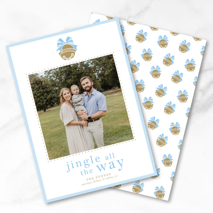 Jingle All The Way Bell Holiday Card - Blue