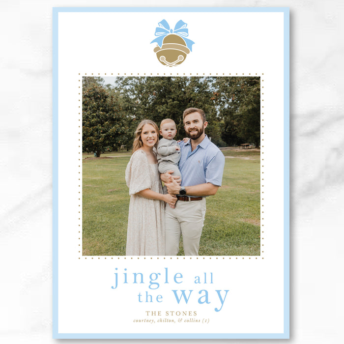 Jingle All The Way Bell Holiday Card - Blue