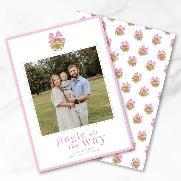 Jingle All The Way Bell Holiday Card - Pink