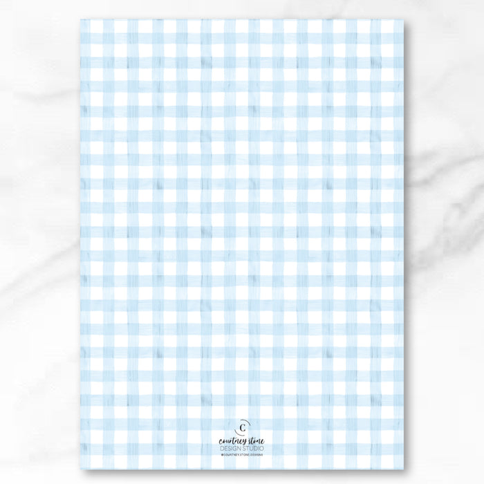 Blue Gingham Holiday Card