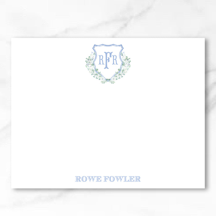 Monogram Crest Stationery - Blue