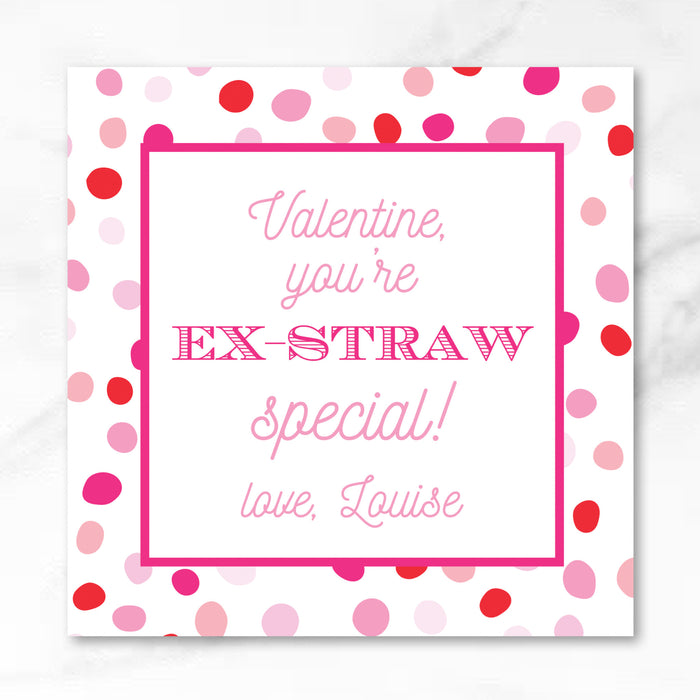 Straw - Pink - Printed Valentine