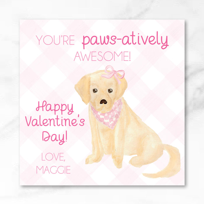 Puppy Dog - Pink - Printed Valentine