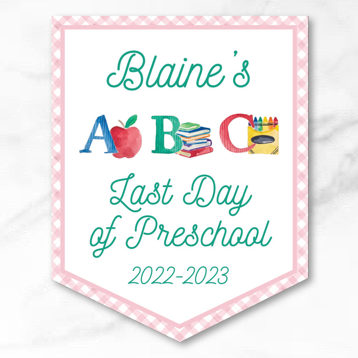 Personalized Back To School Sign - Pink ABC