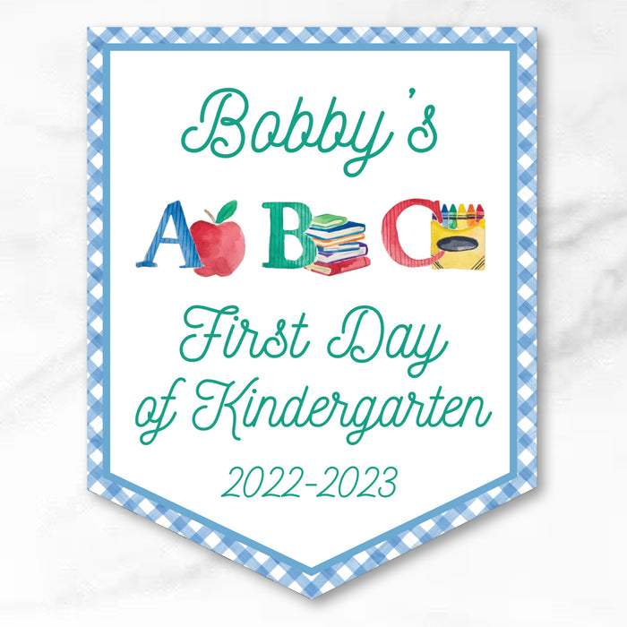 Personalized Back To School Sign - Blue ABC