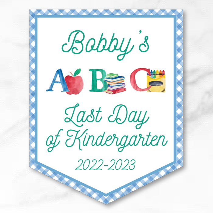 Personalized Back To School Sign - Blue ABC