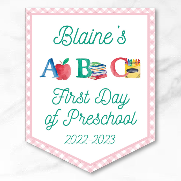 Personalized Back To School Sign - Pink ABC