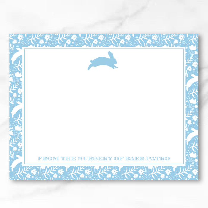 Bunny Toile Stationery - Blue