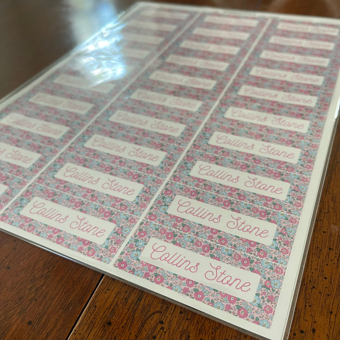 Vinyl Name Labels - blue gingham