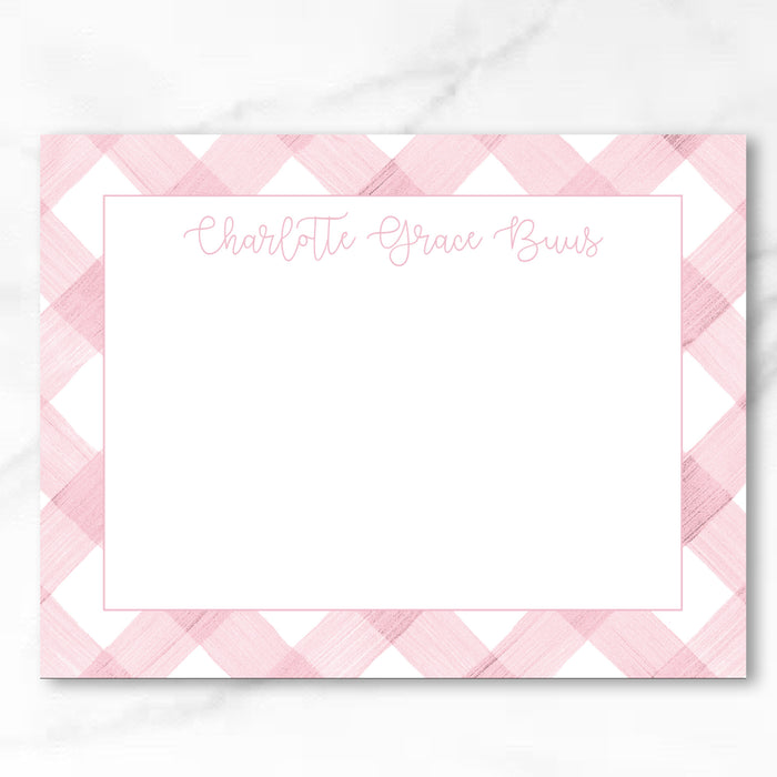 Pink Gingham Stationery