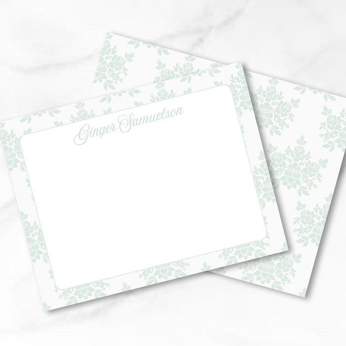 Mint Damask Stationery