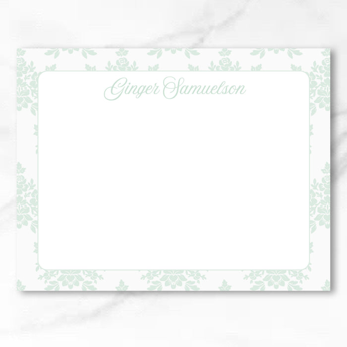 Mint Damask Stationery