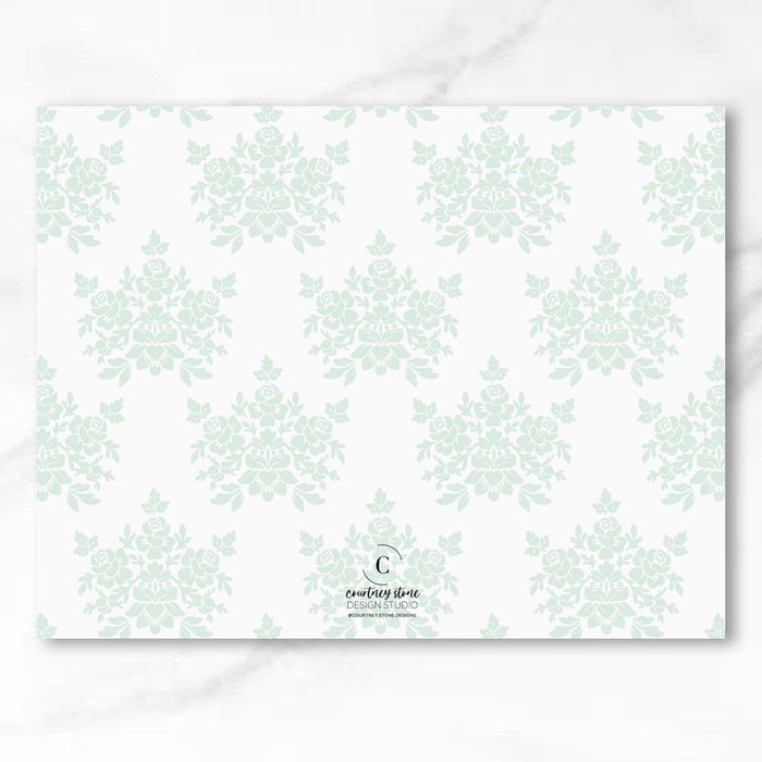 Mint Damask Stationery