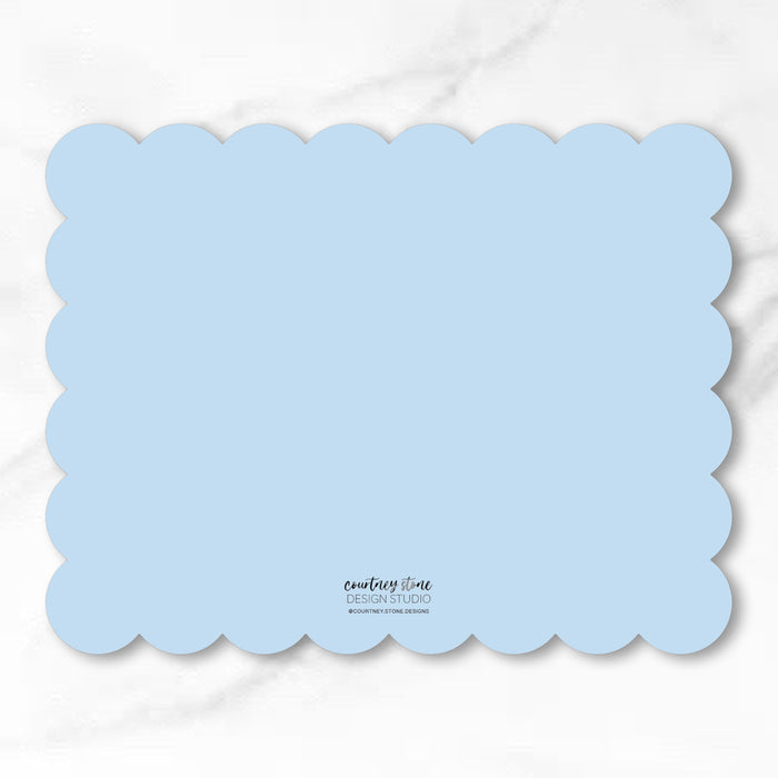 Scallop Cut-Out Stationery - Blue w/ Green Double Border