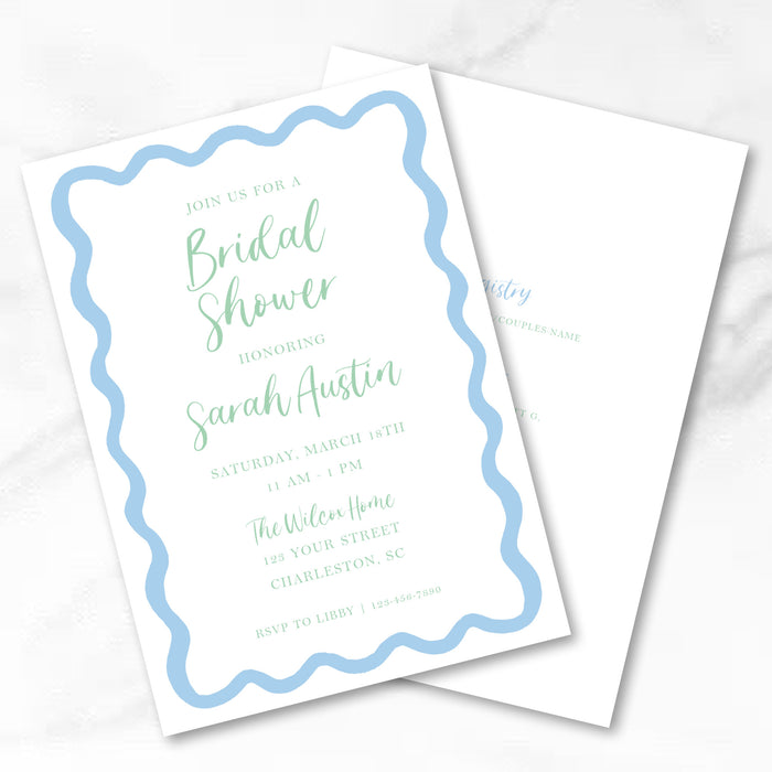 Wavy Border Shower Invitations