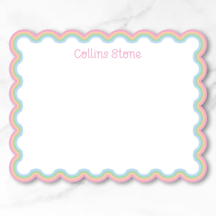 Scallop Cut-Out Stationery - Rainbow Border
